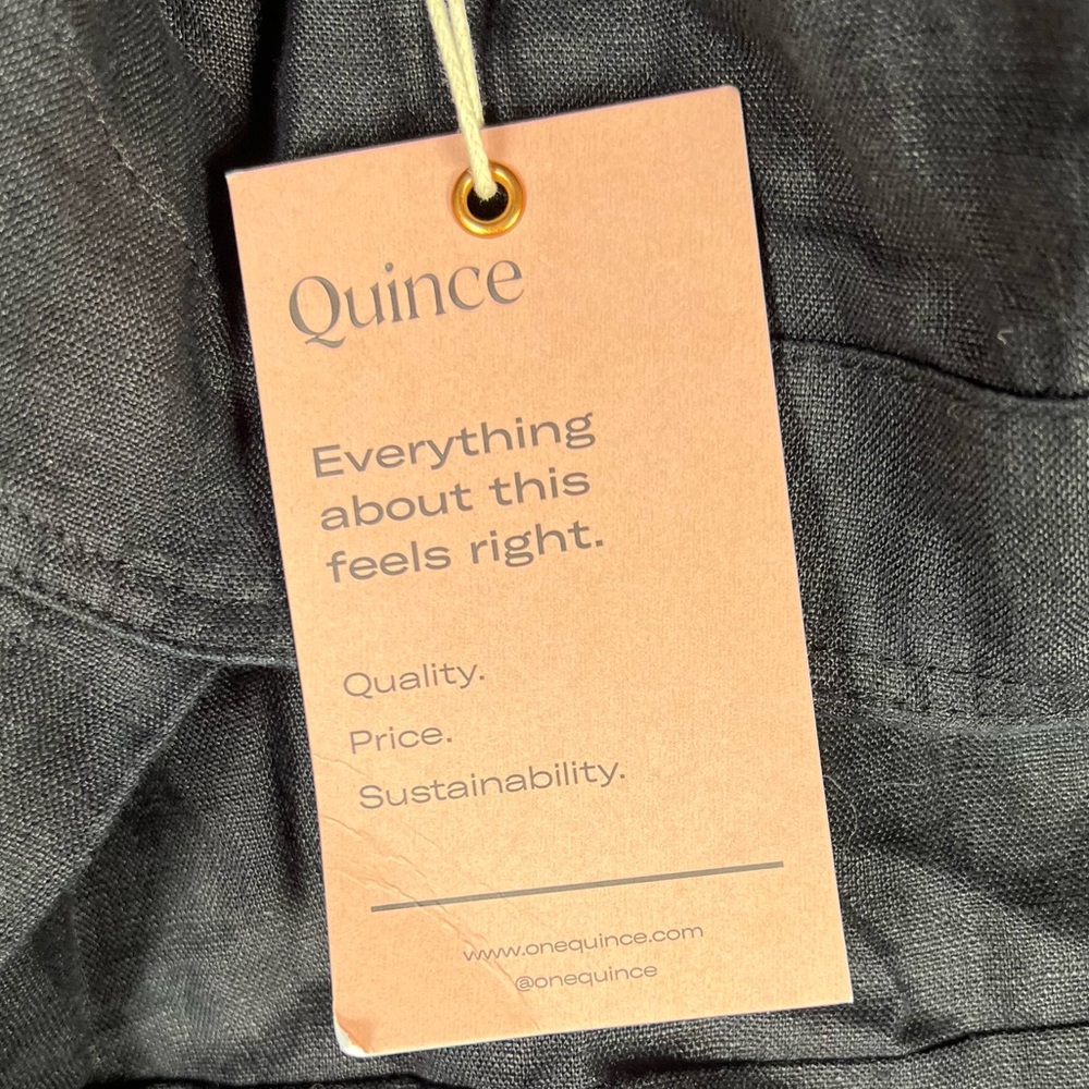 Quince Jumpsuit Womens Medium Black European Linen Square Neck Minimalist Sleek - Picture 12 of 13